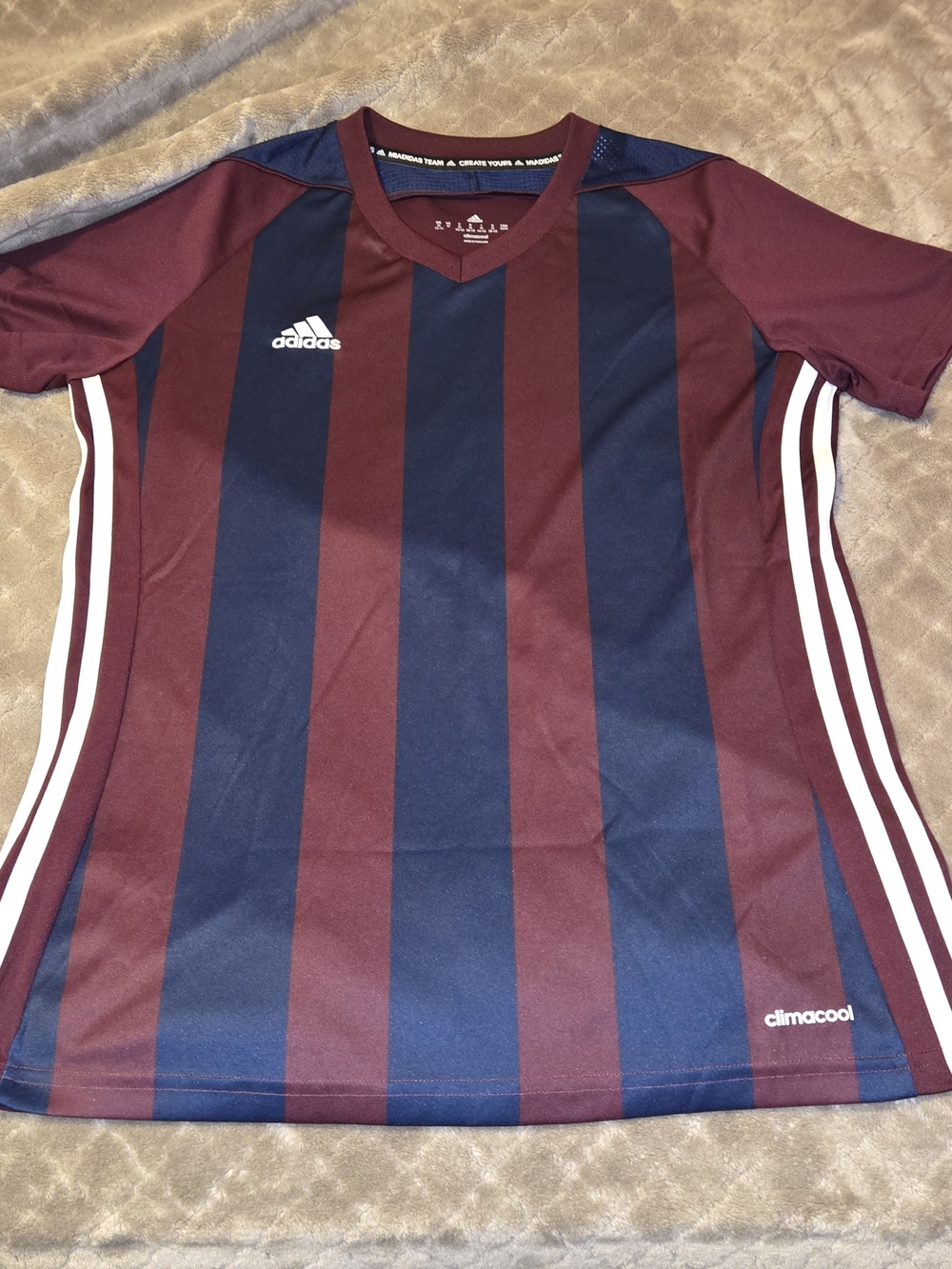adidas Women's Striped Soccer Jersey - Maroon & Navy